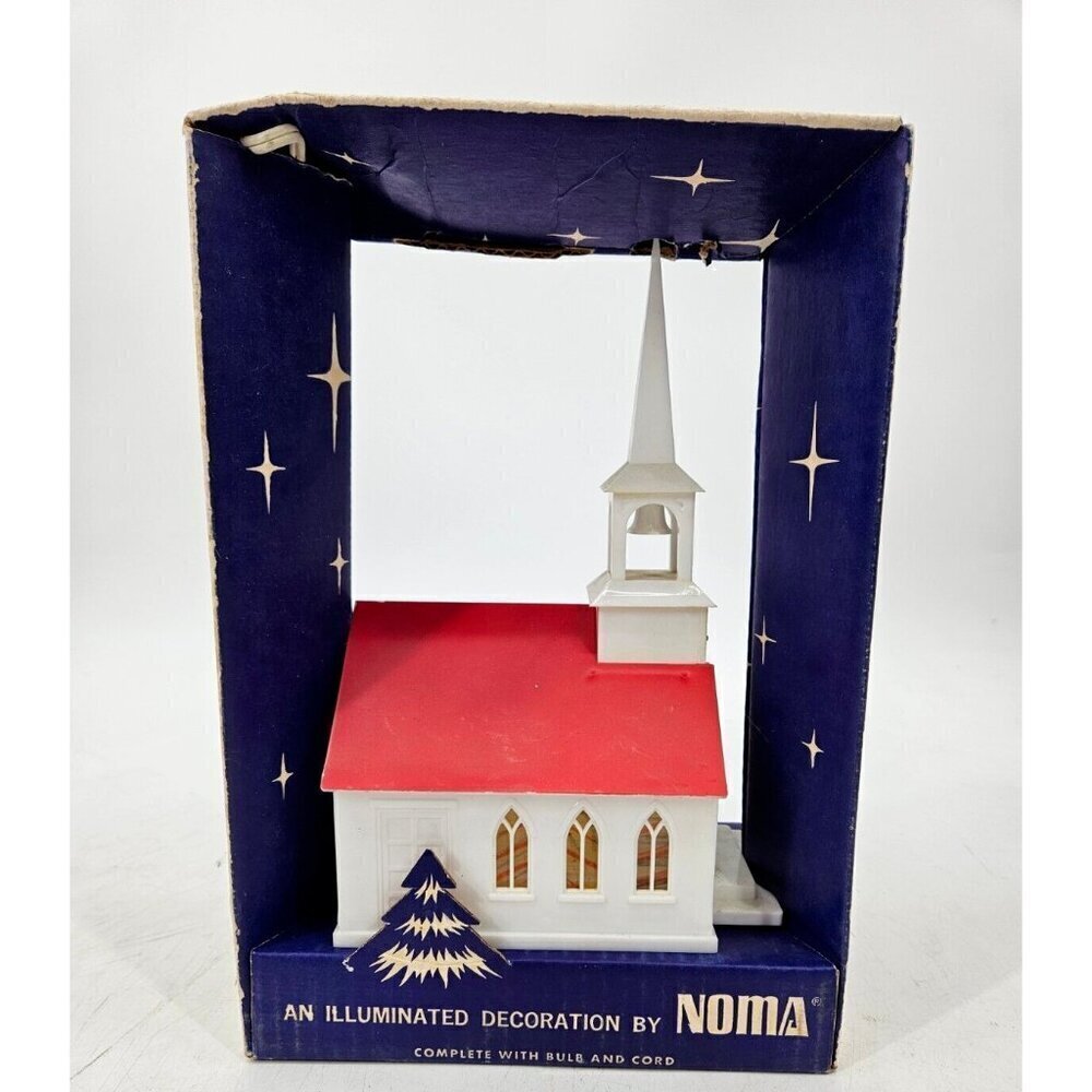 Vintage Noma Illuminated Plastic Church with Bulb and Cord 1515